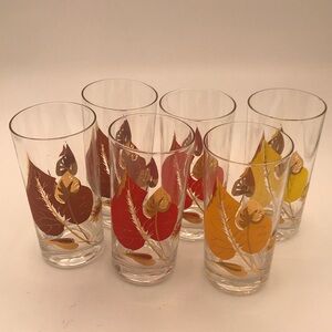 Federal Glass MCM/VTG Leaves Deluxe‎ Drinking/Highball Glasses (Set of 6)